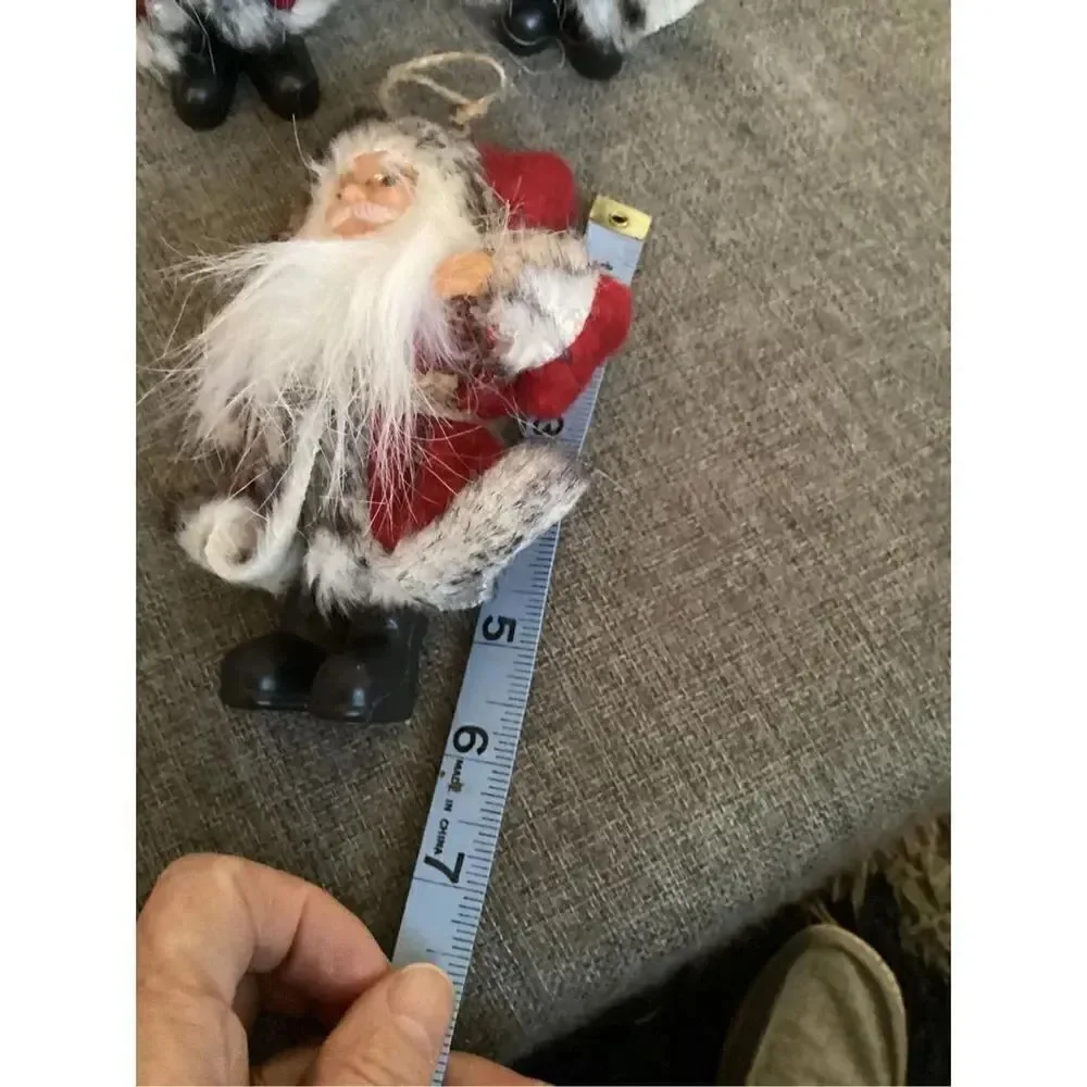 Set of 3 Plastic And Cloth Old World Santa Ornaments